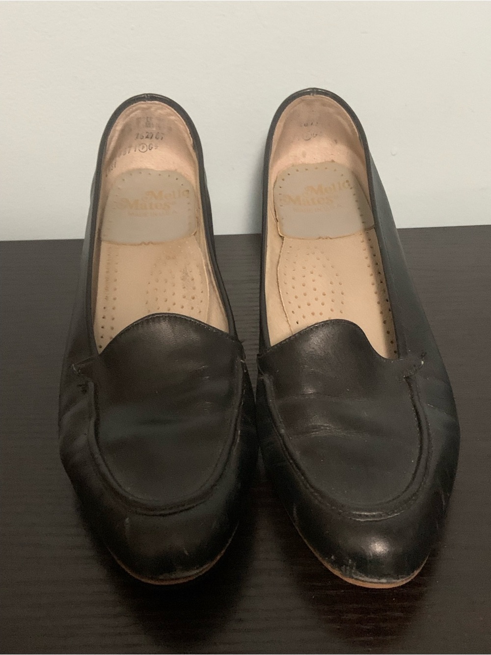 Black Leather Shoes with 2 inch Block Heel.